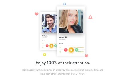 May 14, 2023 · Once in 10 seconds. Once is a dating app that uses an algorithm to match users with potential partners. The matching algorithm takes into account user preferences, interests, and location. Once offers two pricing options: a free version and a premium subscription. The premium subscription costs $24.99 per month or $119.99 for six months. 